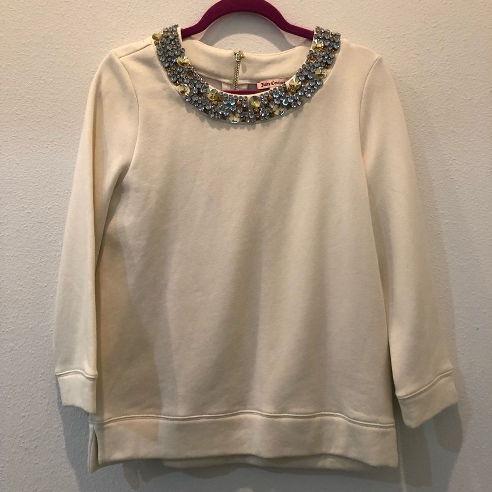 juicy Couture embellish neck white sweatshirt